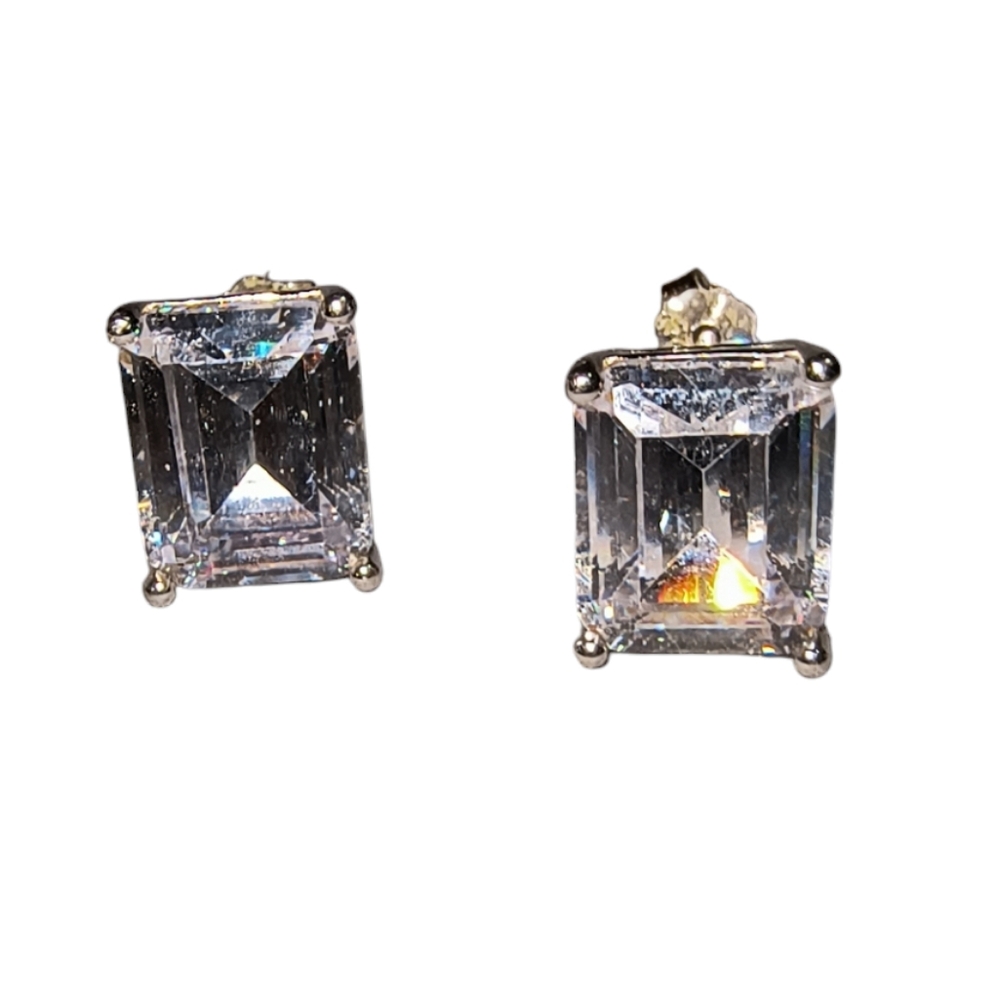 Sterling Silver & Clear Stone Sparkle Earrings w/ Post